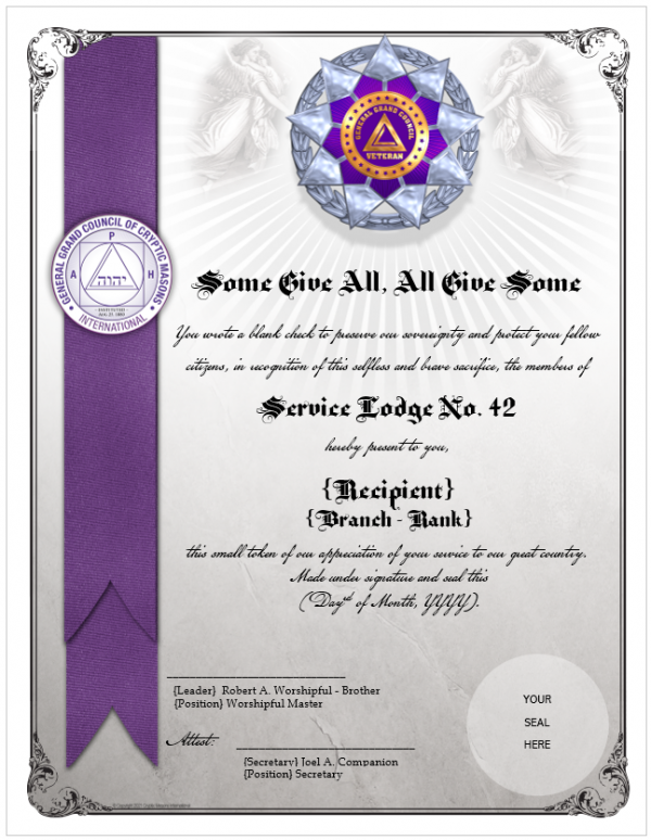 Veteran Certificate